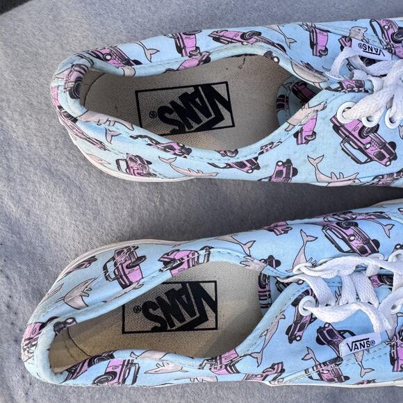 Vans Authentic Shoes‎ Size Mens 5.5 Womens 7 Blue Pink Car Dolphin Print Canvas main image 5